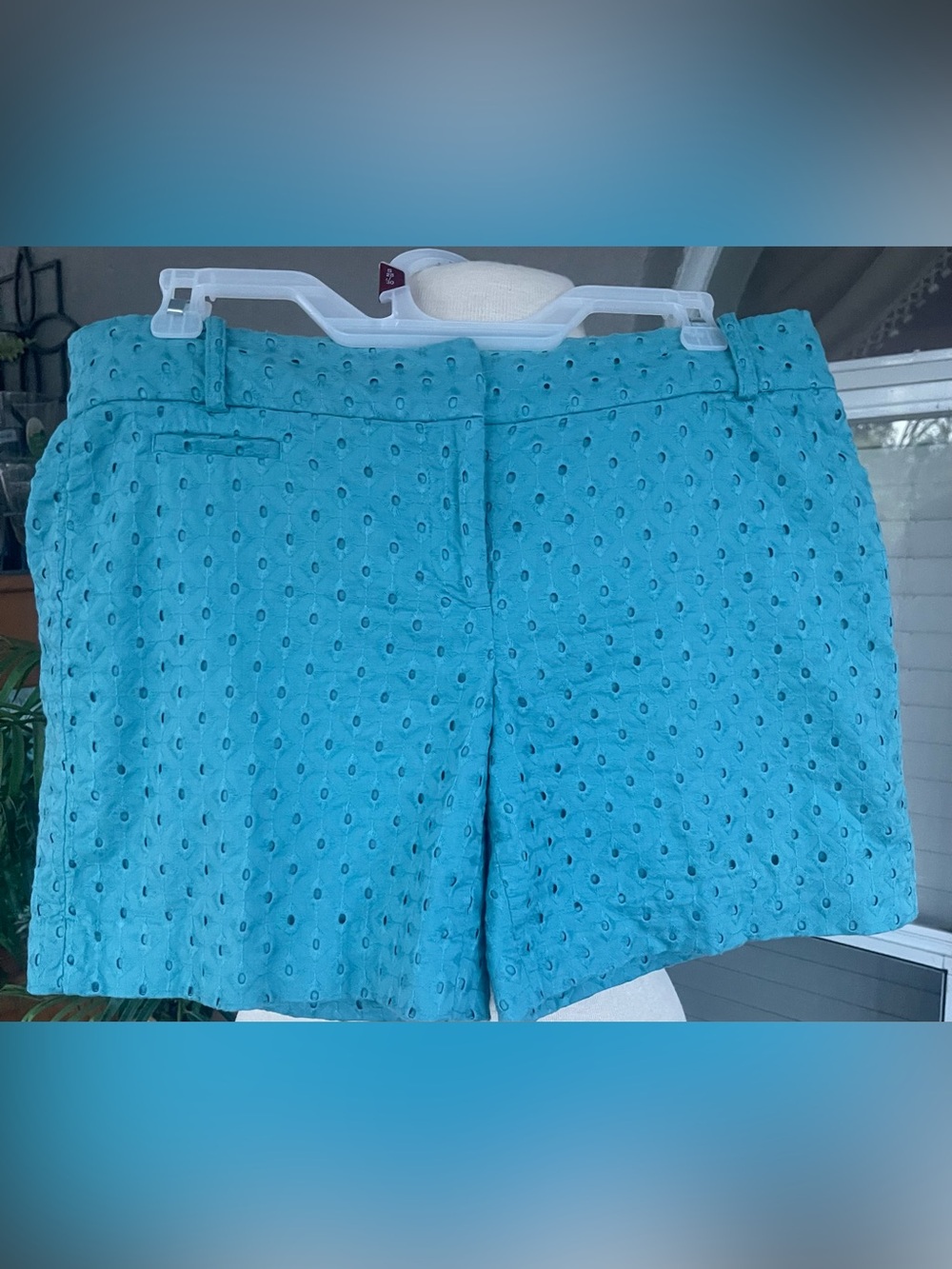 LOFT Teal Eyelet Bermuda Shorts